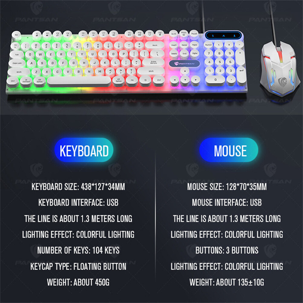 MV Wired Keyboard Mouse Set ful Backlight Ergonomic Mechanical 108 Keys Keyboard 3d Rollers Mouse For Computer Game