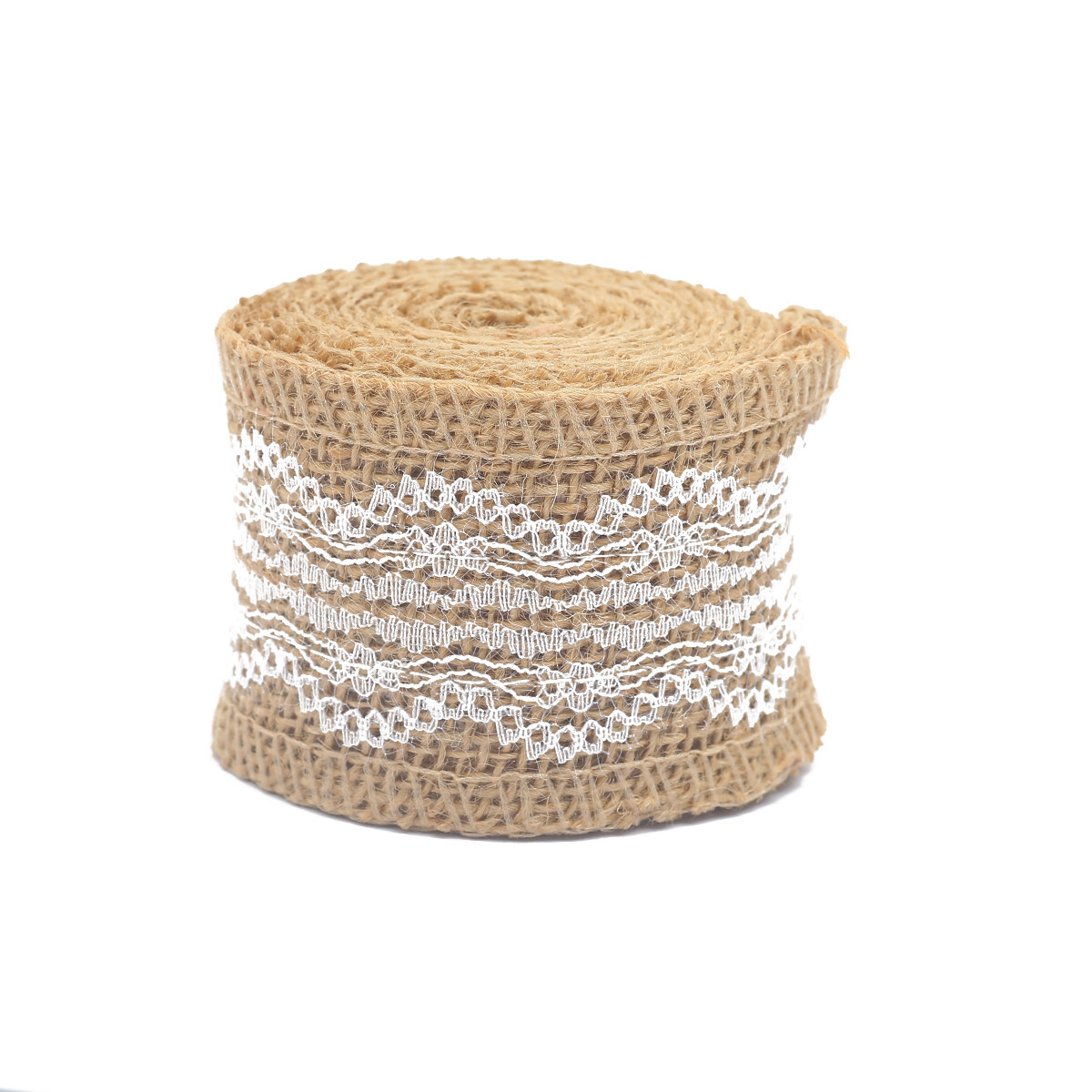 2M/Roll Natural Jute Burlap Ribbon With White Lace Trim Edge Rustic Vintage Wedding Decor Hessian Lace Jute Roll DIY Christmas Party Supplies