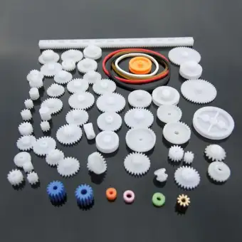 60pcs Gears Kit Motor Transmission For Robot Parts DIY Necessary Pulley Belt Model Worm Toy Accessories Repair Tool Double Layer Crown
