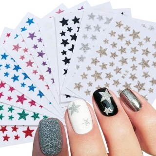 1 Tấm đề Can Dan Mong Nghệ Thuật 3d Ngoi Sao Bột Lấp Lanh Trang Tri Mong Tay Laser Acrylic Nhiều Mau Mau Vang đen Trắng Miếng Dan Trang Tri Mong