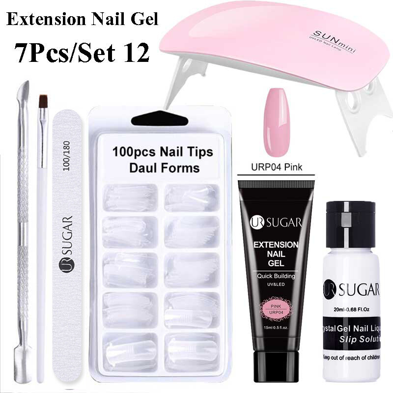 UR SUGAR 15ml Acrylic UV Nail art Gel Kit Set Extend Fast extension nail long gel Slip Solution Nail Form Nail Art Brush Nail Tool Kit