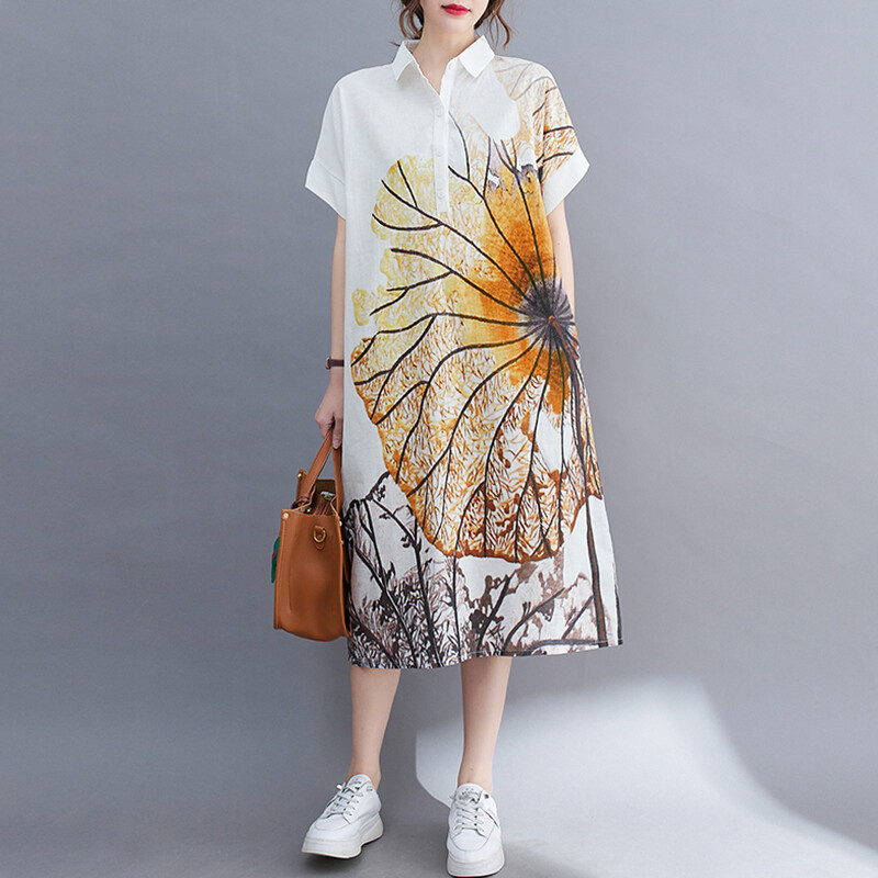 ZANZEA Womens Short Sleeve Baggy Dress Formal OL Printed Casual Midi Shirt Dresses