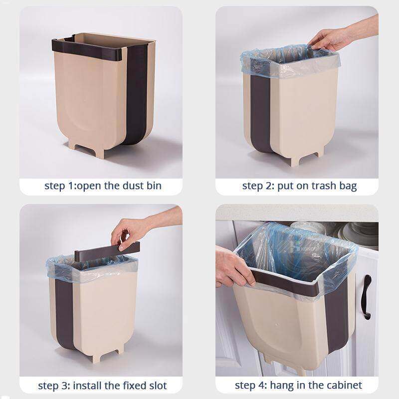 Konco 9L Gấp Gọn Thùng Rác Nhà Bếp Treo Tường Thùng Đựng Rác Thùng Đựng Rác Lớn Dung Tích Thùng Rác Xe Thùng Rác Có Thể Cho phòng Tắm Vệ Sinh Chất Thải Lưu Trữ Xô