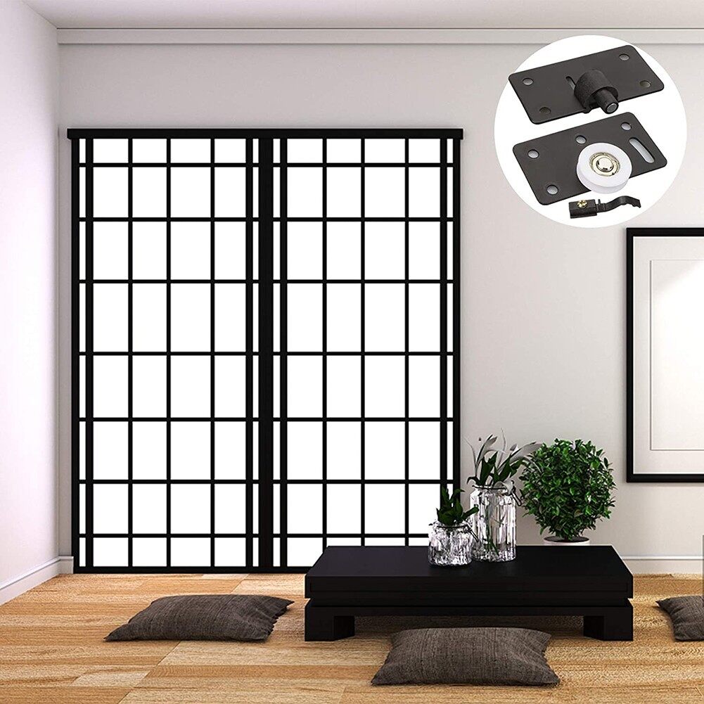 2 Sets Sliding Door Roller Adjustable Height Black Closet Concave Door