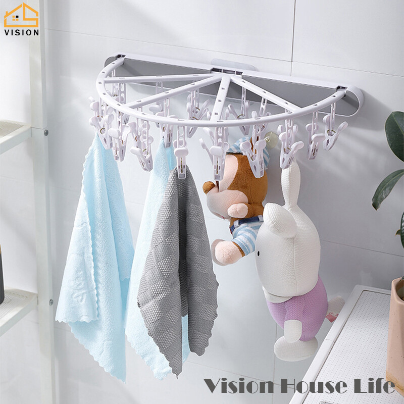 Vision Giá Phơi Đồ Gia Dụng Giá Treo Đồ Lót Có Thể Gập Lại Nhiều Kẹp Vớ Gắn Tường Giá Để Đồ Không Cần Đục Lỗ Giá Phơi Đồ Phòng Tắm Ban Công Gấp Gọn Treo Tường