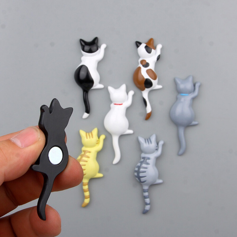 XSUIMI DIY 3D น่ารักน่ารัก Cat ตู้เย็นตะขอแบบมีแม่เหล็กสติ๊กเกอร์ตู้เย็น