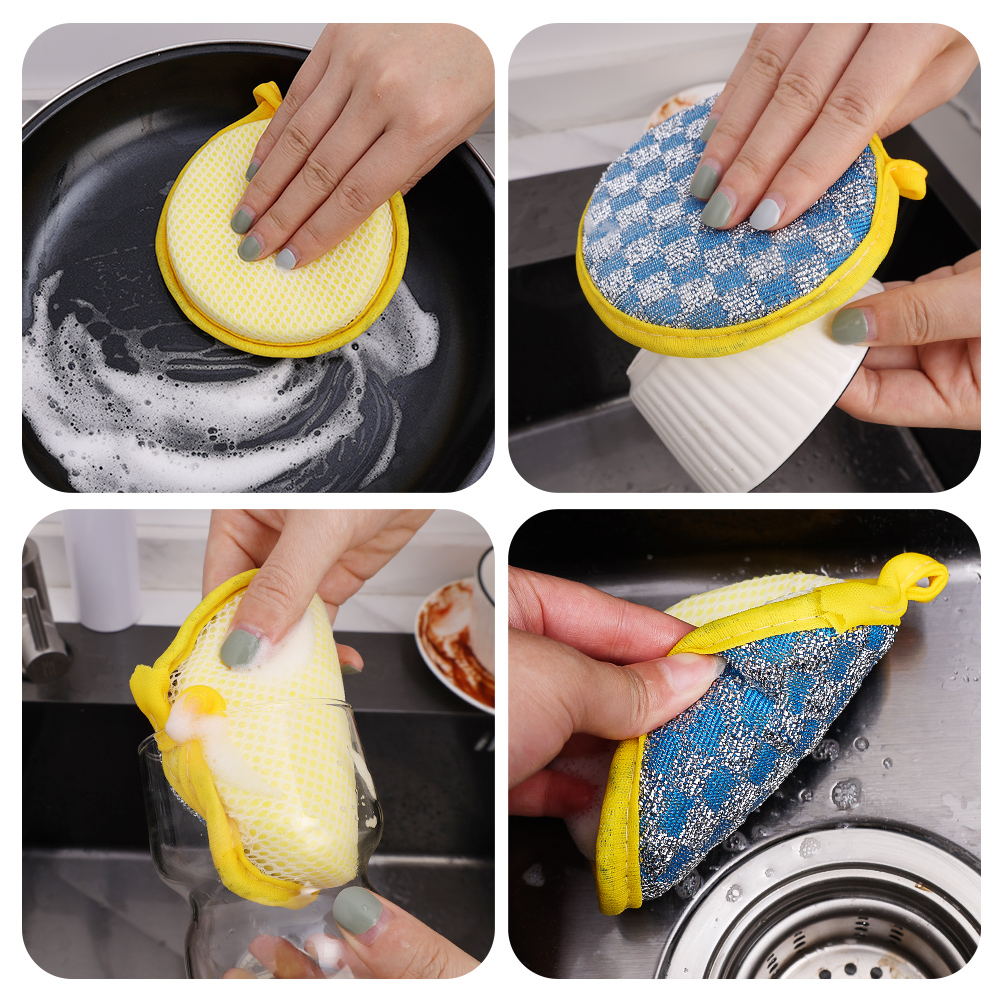 2/1 miếng giẻ lau miếng bọt biển rửa chén hai mặt có thể tái sử dụng cho bát miếng bọt biển vệ sinh nhà bếp