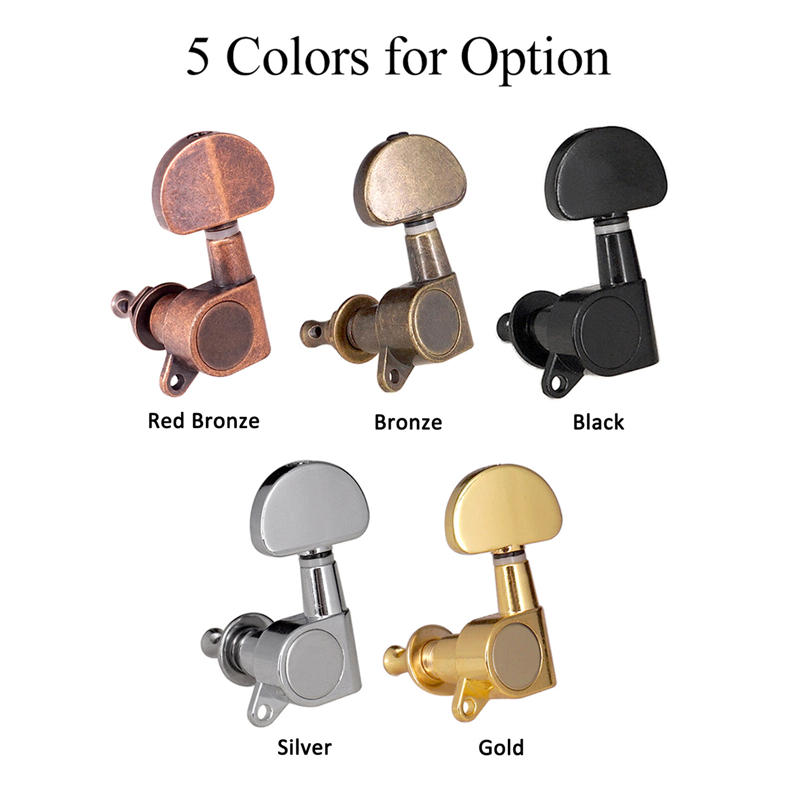 6pcs (3L3R) Closed Guitar Tuning Pegs String Tuners Machine Heads Knobs Tuning Keys for Folk Acoustic / Electric Guitar