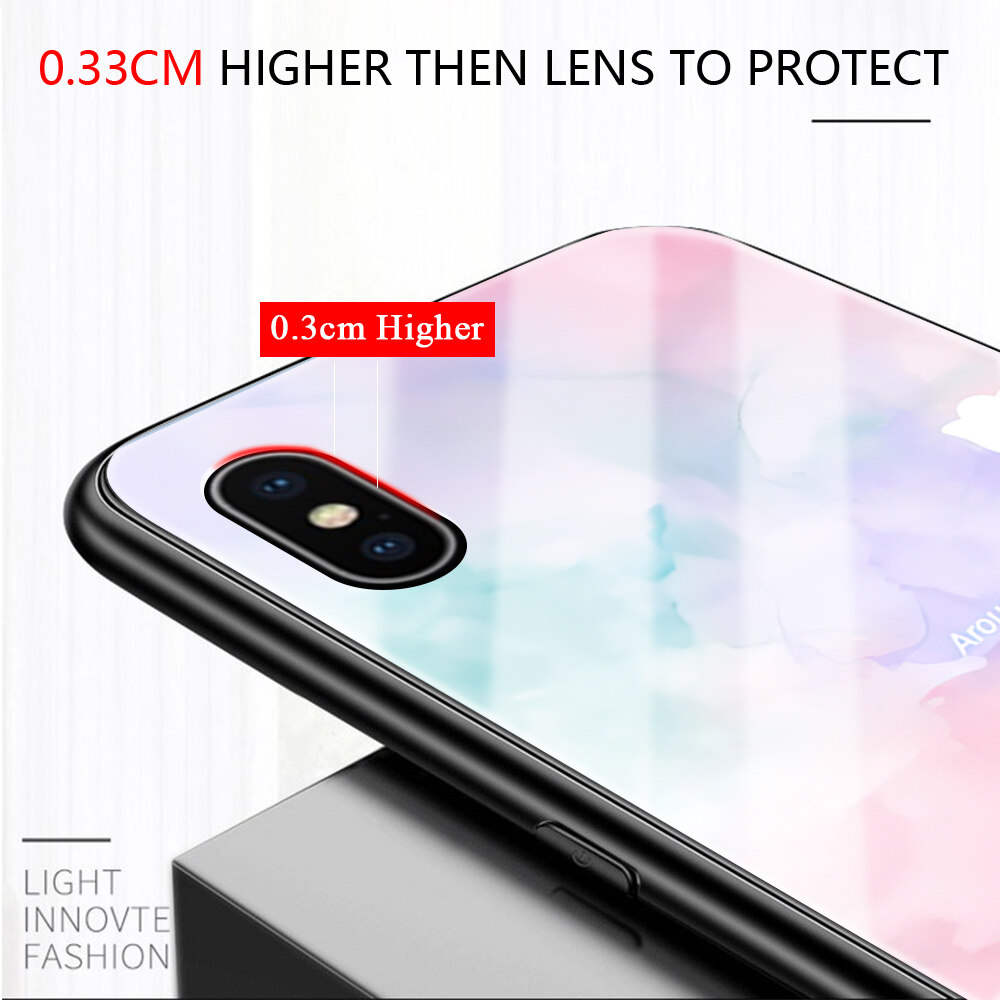 Jizetin Hard Case For Xiaomi MI Note 10 Note 10 Pro CC9 Pro Note10 Lite Multicolored Dreamlike Painting Design Shockproof Glossy Case Tempered Glass Back Cover Casing