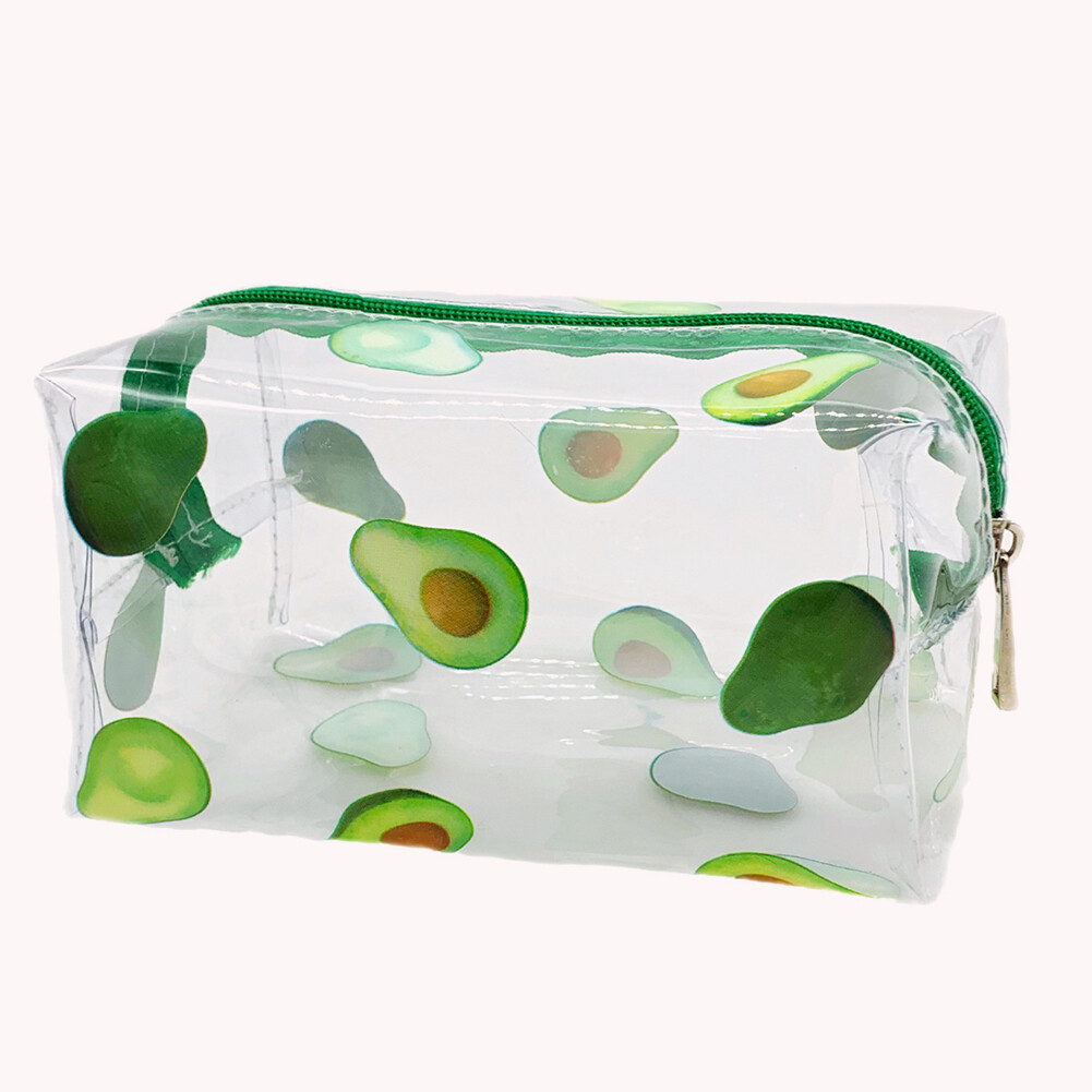 { Fast delivery }Clear PVC Cosmetic Bag Transparent Fruit Avocado Cosmetic Organizer Small Waterproof Multi-function for Women Girls Pen Storage Case