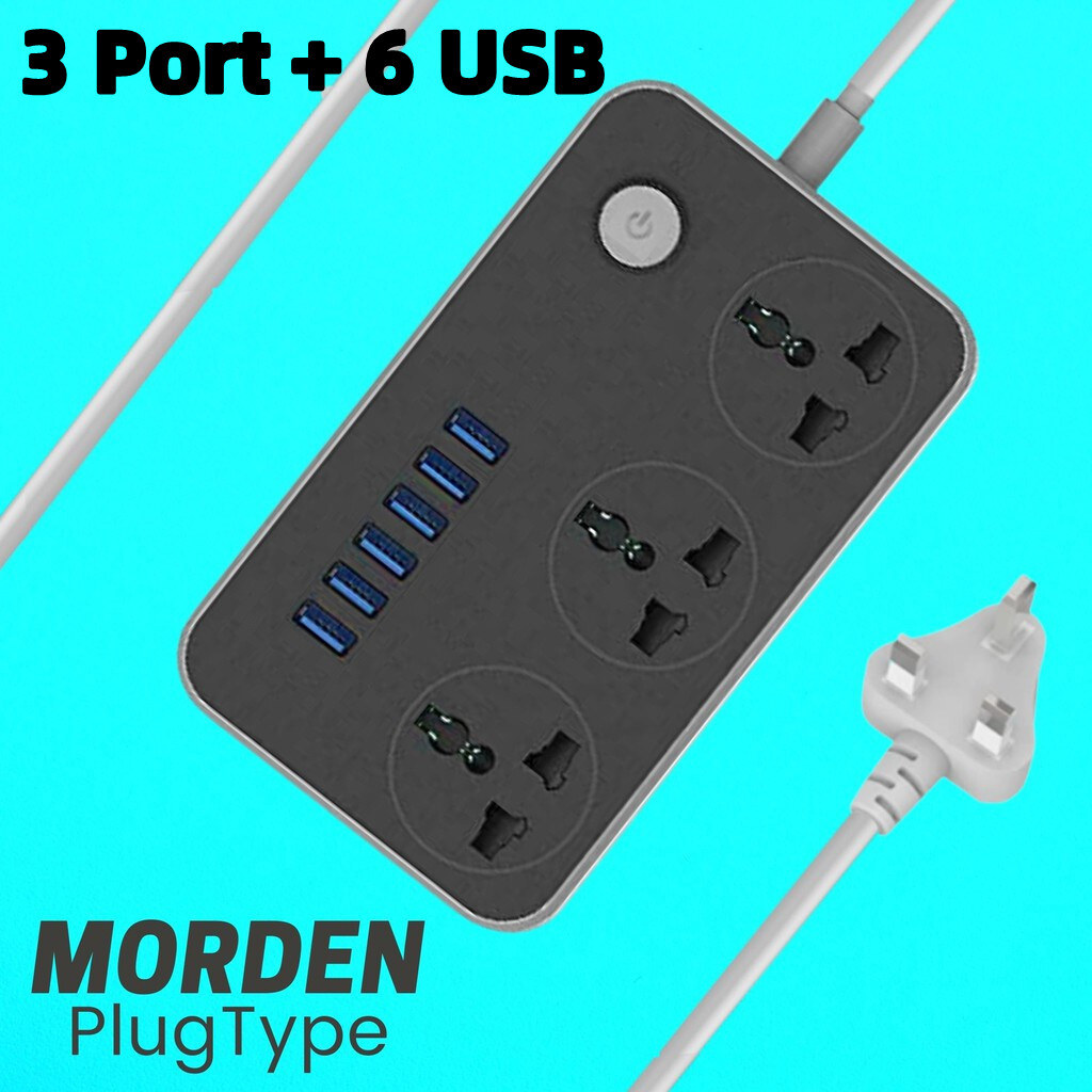 ElecStore Power Socket With 4 Universal Socket 8 USB Output Black/UK ...
