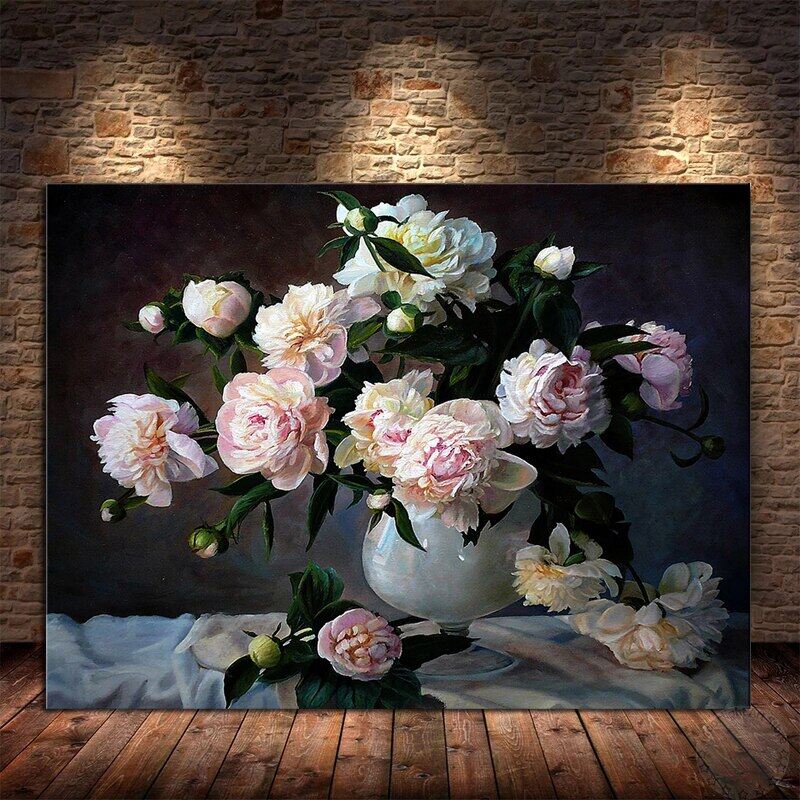 Europe Classical Retro Flower Oil Painting Wall Art Still Life Poster Picture Canvas Printing For 0717