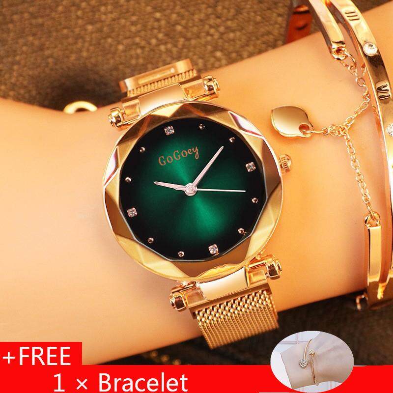 Xinhengli Wanita Jam Tangan Fashion Jam Tangan Mewah Kristal Gadis Langit Penuh Bintang QUARTZ Tahan Air Wanita Magnet Buckle Montre Jam Tangan Wanita
