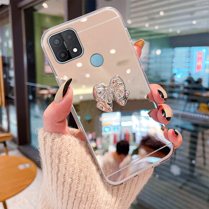YBD OPPO A15 A15S case Mirror Makeup New Design 2022 Fashion Phone Case with Bowknot