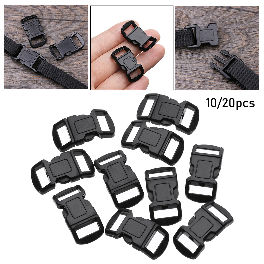 10/20pcs High quality Hardware Dual Adjustable Plastic Side Release Outdoor Bag Buckles Curved Buckle Strap Webbing Tool Paracord Bracelet Accessories