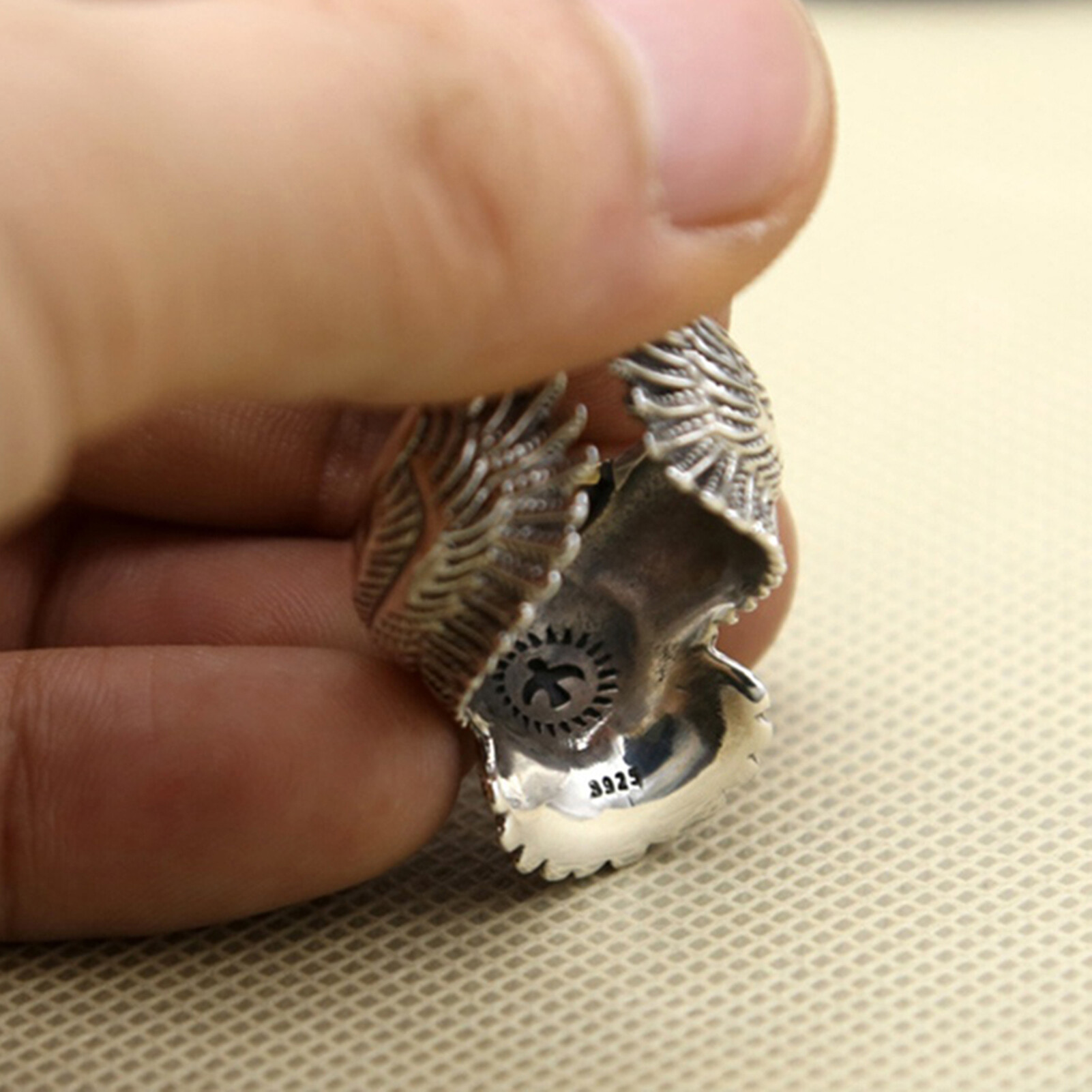 Dressy Code Ring Vintage Eagle Shape Silver Plated Men Fashion Ring