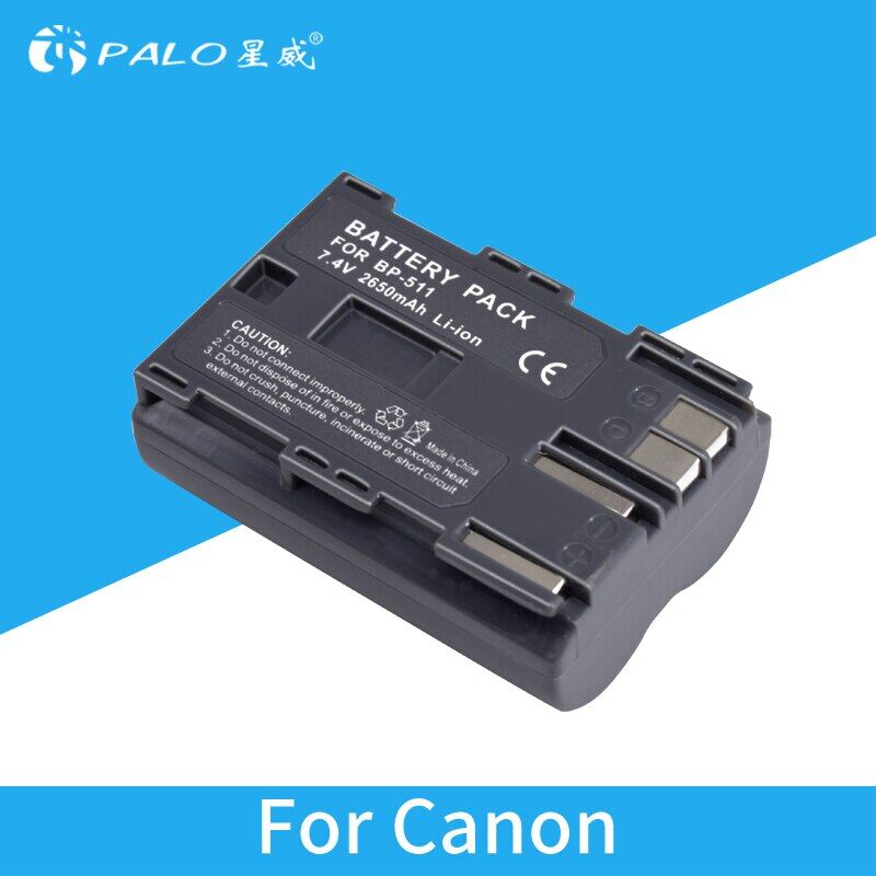 Palo 7.4v 2650mah bp-511a bp-511 bp 511 511a bp511 bp511a battery + lcd usb charger for canon eos 40d 300d 5d 20d 30d 50d camera