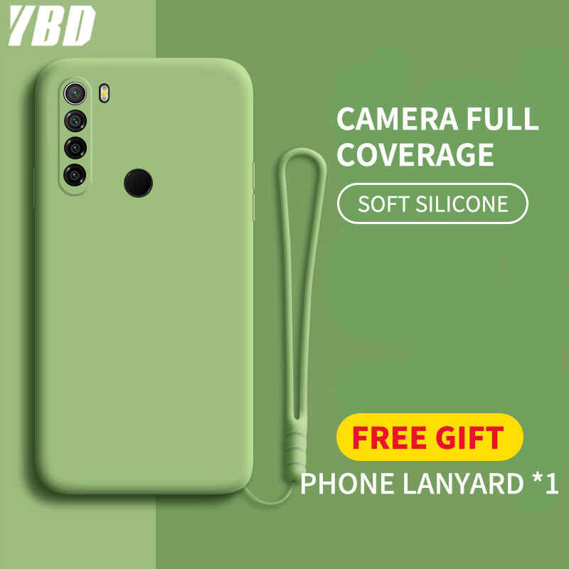 YBD case For Xiaomi redmi note 8 / NOTE 8 pro Accurate camera hole protection Casing ,Thin Soft Liquid Silicone Cover Candy Color Cases with free phone Lanyard