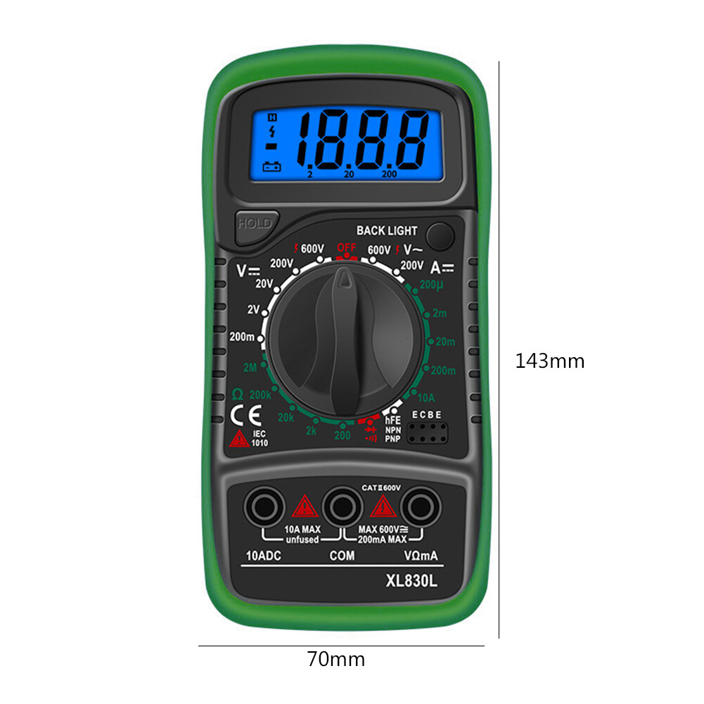 Portable AC/DC Voltage Test Meter LCD Backlight Display Multifunctional Digital Multimeter Tester for Professional Factory School