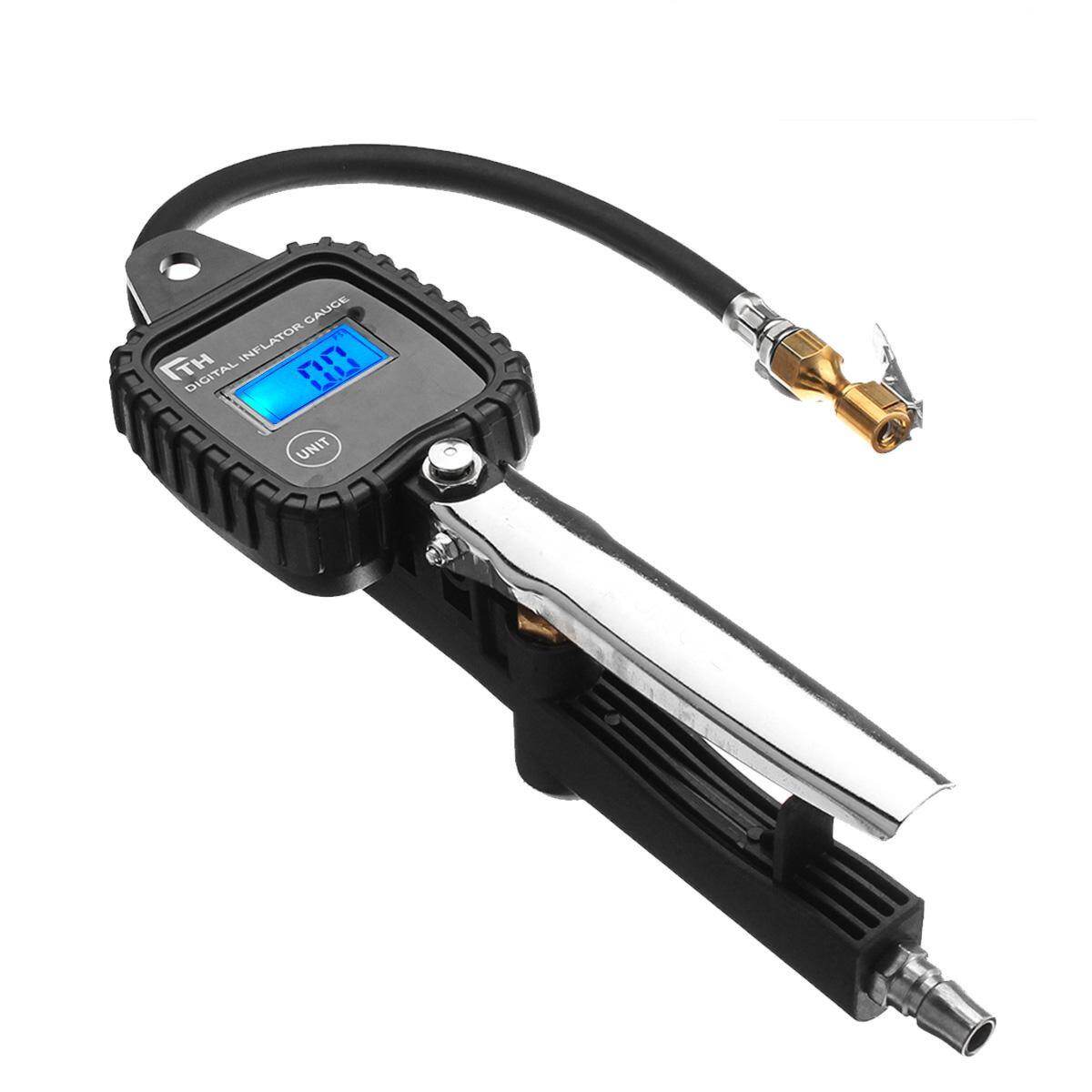 (borongwell)100 PSI Tyre Inflator LCD Digital Metal Air Pressure Tire Gauge PSI With Hose For Motorcycle Car