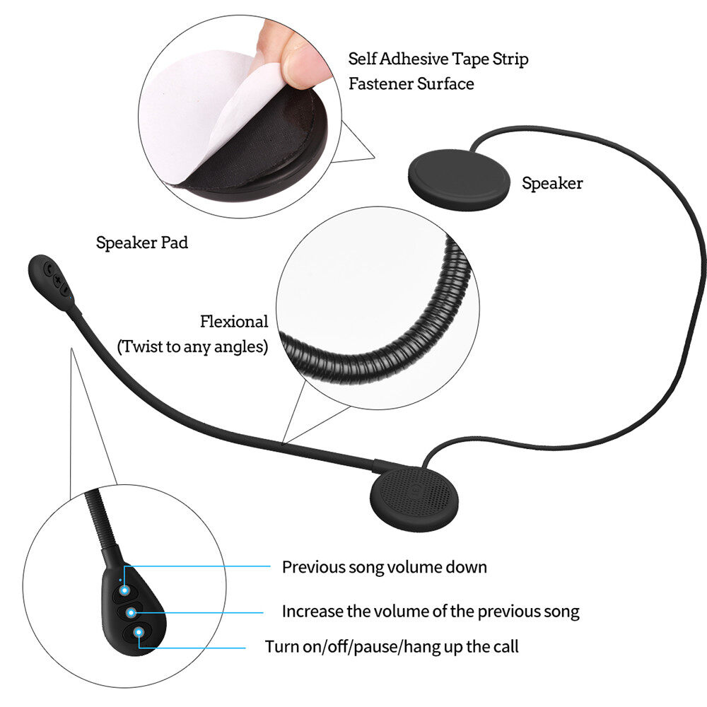 Aitemay Tai Nghe Mũ Bảo Hiểm Bluetooth 5.0 Xe Máy Siêu Mỏng Tai Nghe Gọi Rảnh Tay Không Dây