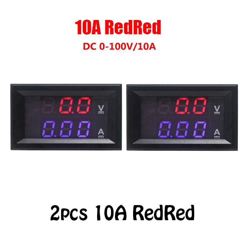 2pcs Digital Voltmeter Ammeter DC 0-100V 10A 50A 100A Dual Display Voltage Detector Current Meter Panel Amp Volt Gauge
