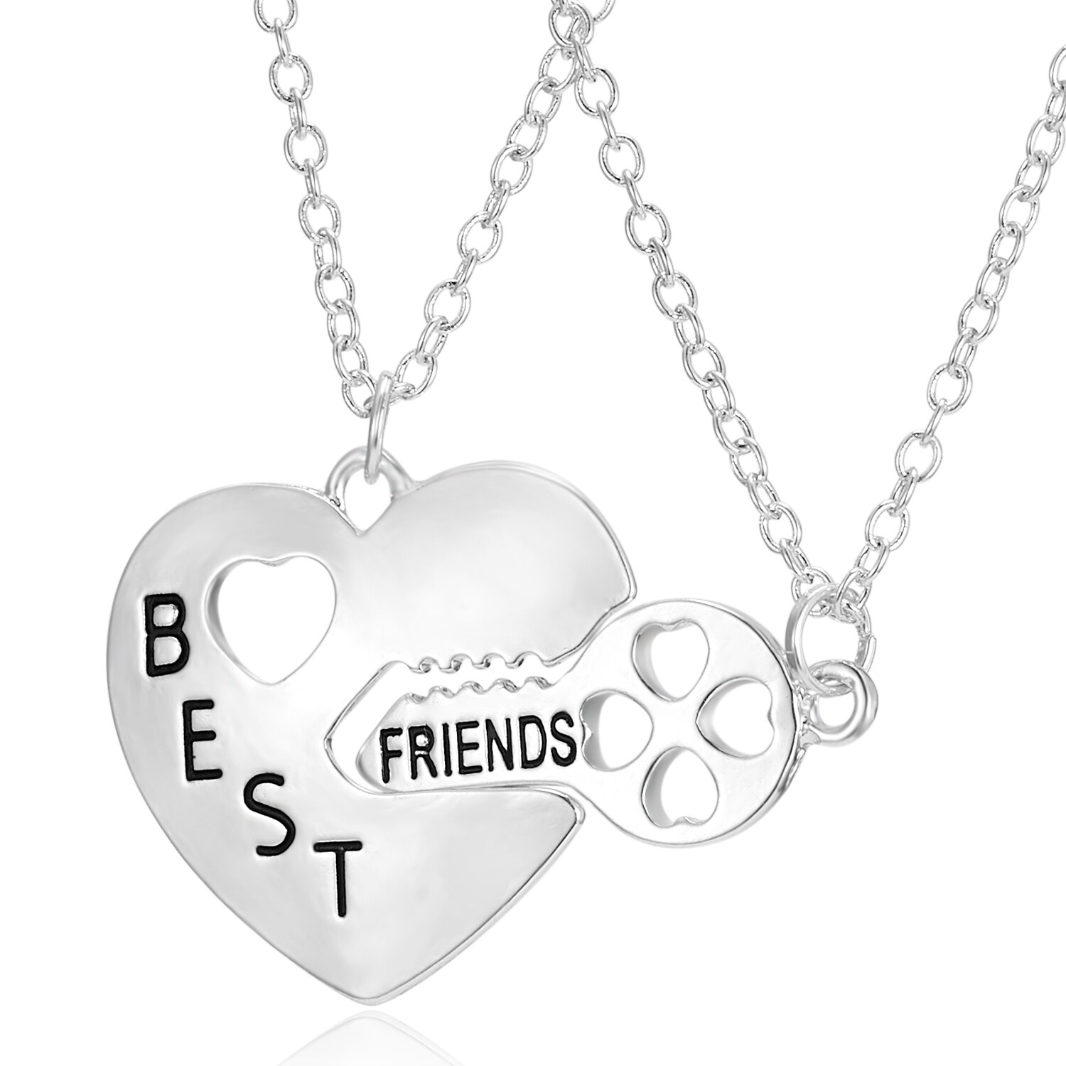 2 Pcs/Set Best Friends Love Couple Pendant Necklace Rainbow Broken Heart Good Friends Friendship Jewelry Lovers Valentine's Gift