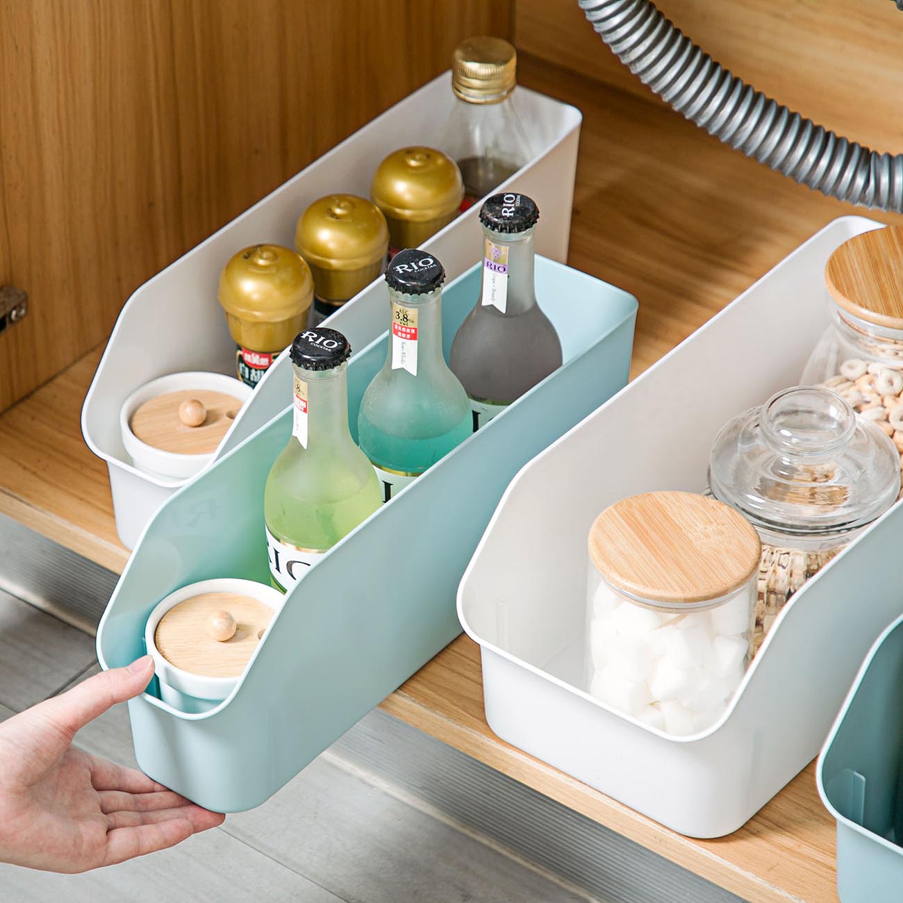CNMF 1pcs Plastic Storage Box Storage Containers for Kitchen Fridge Cabinet Freezer Desk Organizer