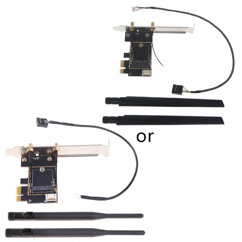 Desktop Wireless Network M.2 WiFi Card to PCIe 1X Adapter Converter with Bluetooth-compatible Cable