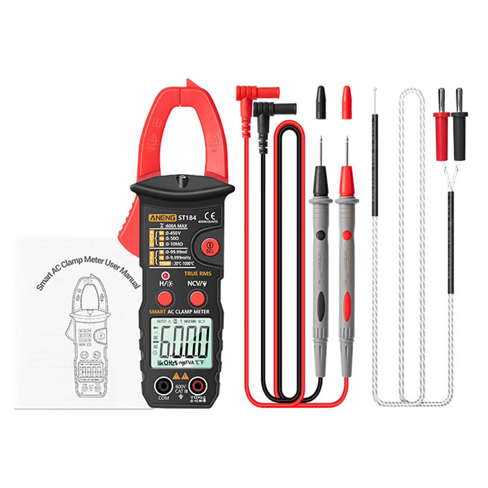 Farfi Đồng Hồ Vạn Năng Kẹp Kỹ Thuật Số ST184 Đồng Hồ Vạn Năng Kẹp Tự Động Chạy Bằng Pin Điện Áp Dòng Điện Xoay Chiều/DC Có Độ Chính Xác Cao Cho Gia Đình Đồng Hồ Vạn Năng Kẹp Kỹ Thuật Số