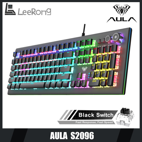 AULA S2096 Mechanical Gaming Keyboard Multimedia Alloy lighting Knob 104 keys Anti-ghost Marco Programming, Backlit keyboard for PC Game Singapore