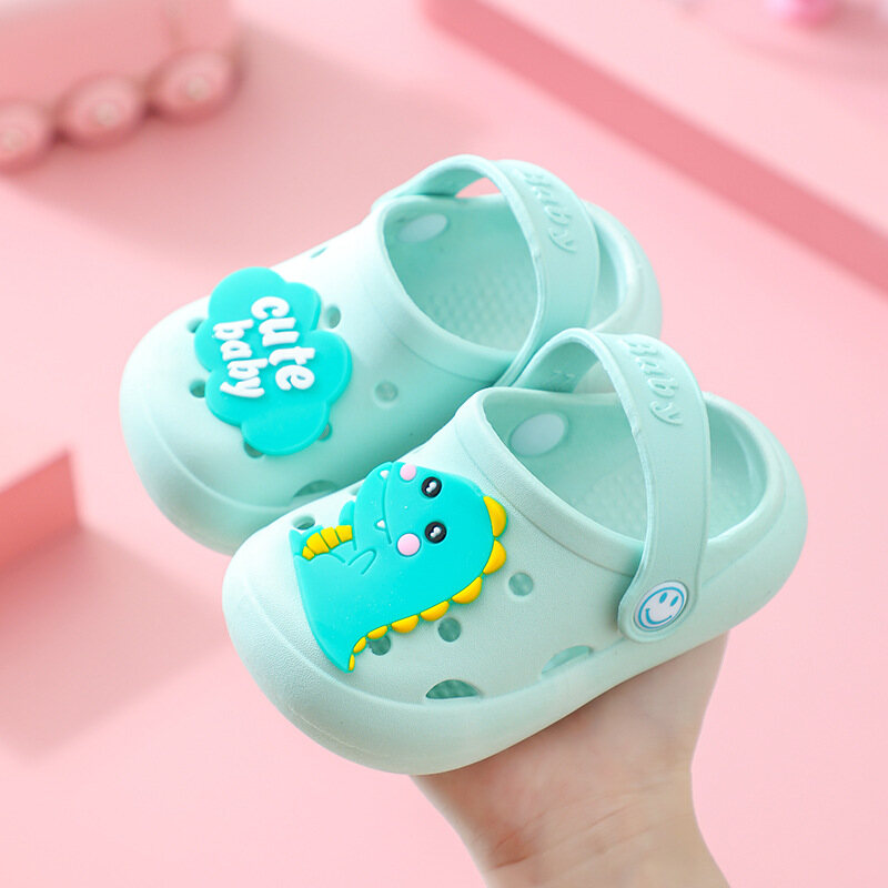 Baby Summer Sandals Cartoon Animal Leather Shoes With Hook Kids Boy Girl Whale Dino Duck Sandals Slippers Soft Non-slip Soled Newborn Shoes For Toddler Kids