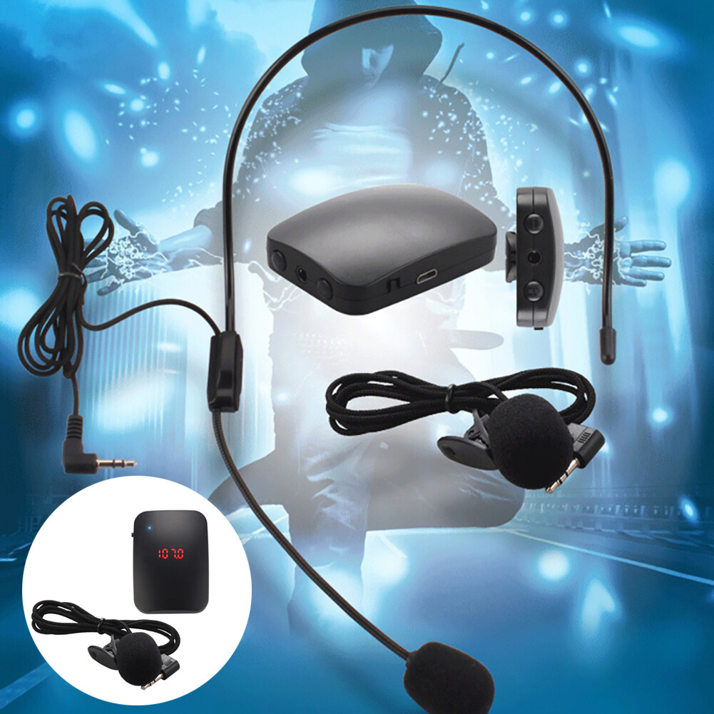 Tanjiaxun Wireless Microphone FM Radio Transmitter Headset Collar Tour Guide Clip-On MIC