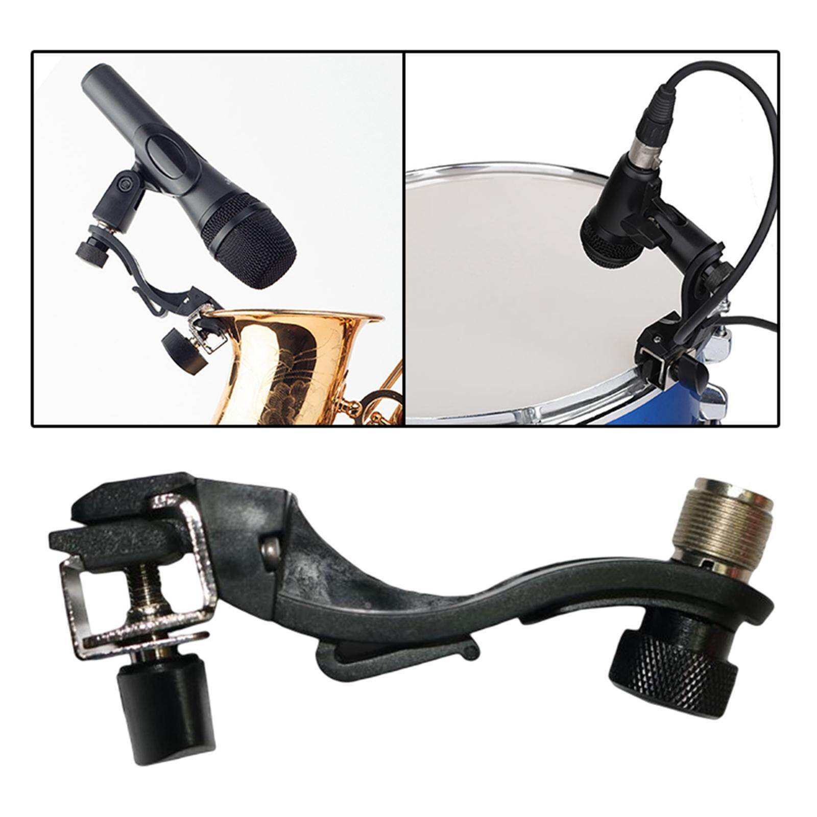 Baoblaze Drum Mic Clamp Mic Clamp Stand Holder Adjustable Mount Clip on Drum Rim for Instrument Accessory