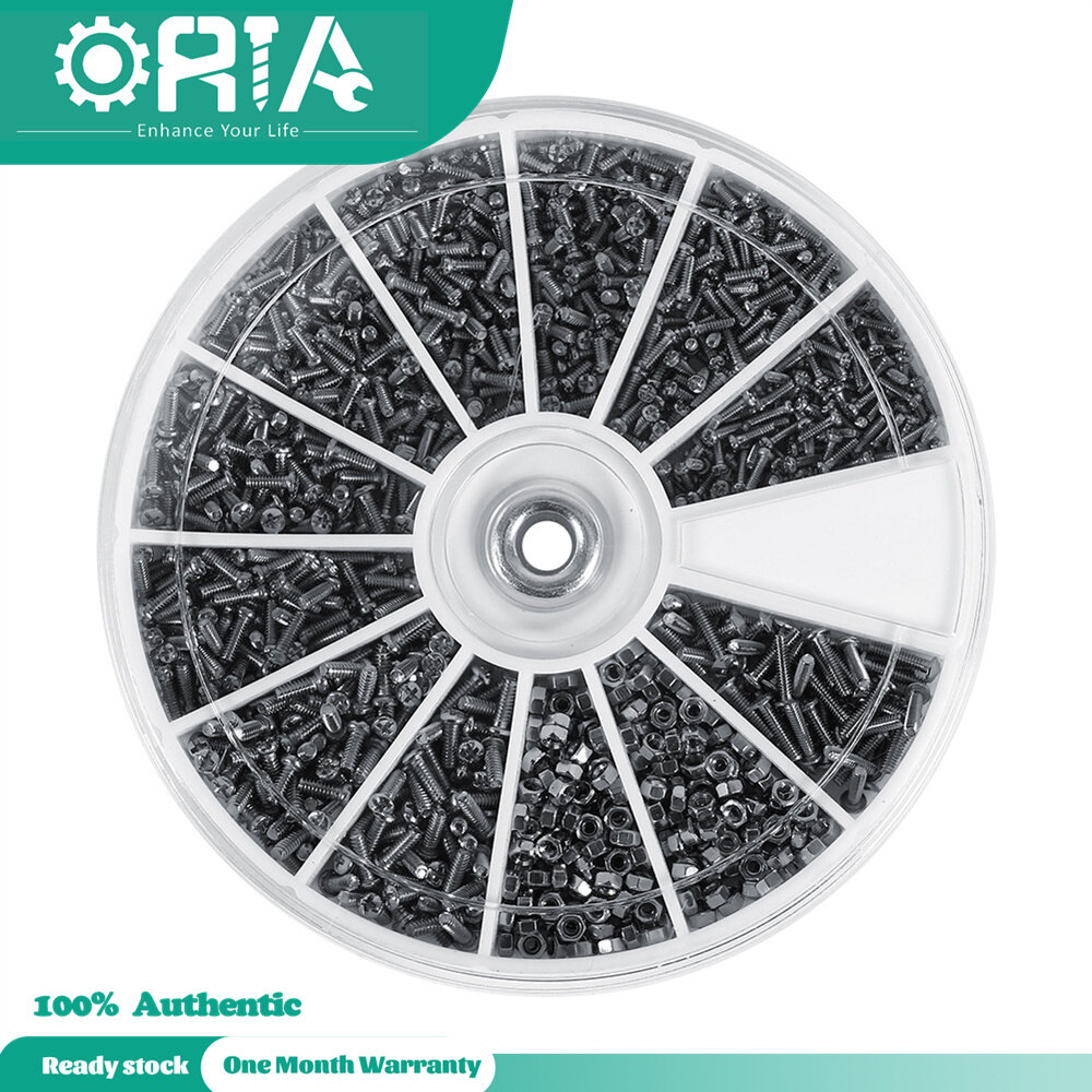 ORIA Eyeglass Repair Kit 600pcs Small Screws Nuts Repair Kit Assortment Stainless Steel M1/1.2/1.4/1.6 Screw Accessories for Eyeglass, Sunglass, Spectacles, Watch, Clock Repair