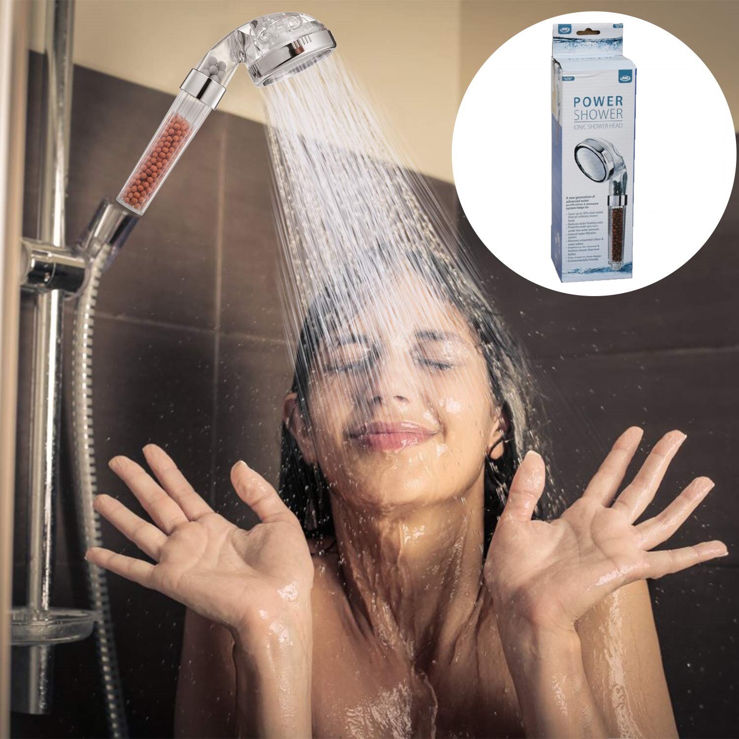 Handheld Anion Shower Removable Head Bathroom High Pressure SPA Water Skin Care