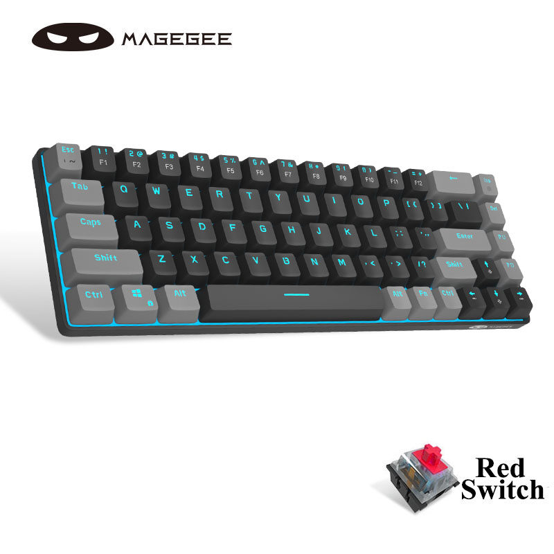 MageGee MK-กล่อง65% คีย์บอร์ดแบบกลไก,สายคีย์บอร์ดเล่นเกม Blue Switch Type-C 68ปุ่ม LED Backlit Mini คีย์บอร์ดขนาดกะทัดรัดสำหรับแล็ปท็อป Windows เกมส์พีซี