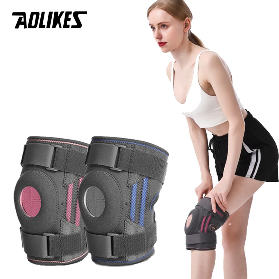 AOLIKES Adjustable Knee Pads with Straps Protector Silicone Spring For Basketball Running Volleyball Arthritis Knee Pads Joints Support