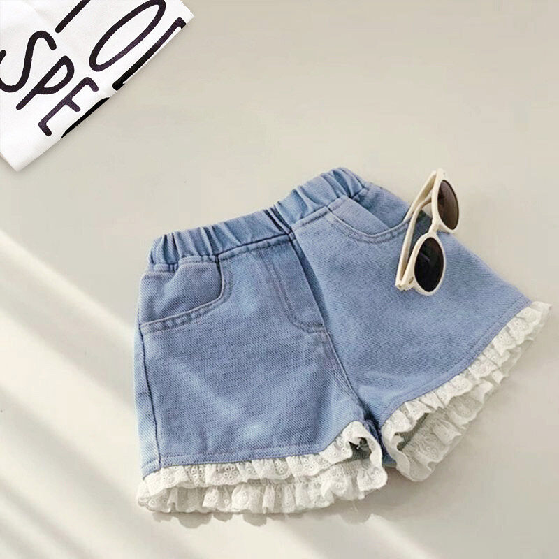 YA ZHOU LONG//Girls denim shorts baby match shorts foreign style short pants