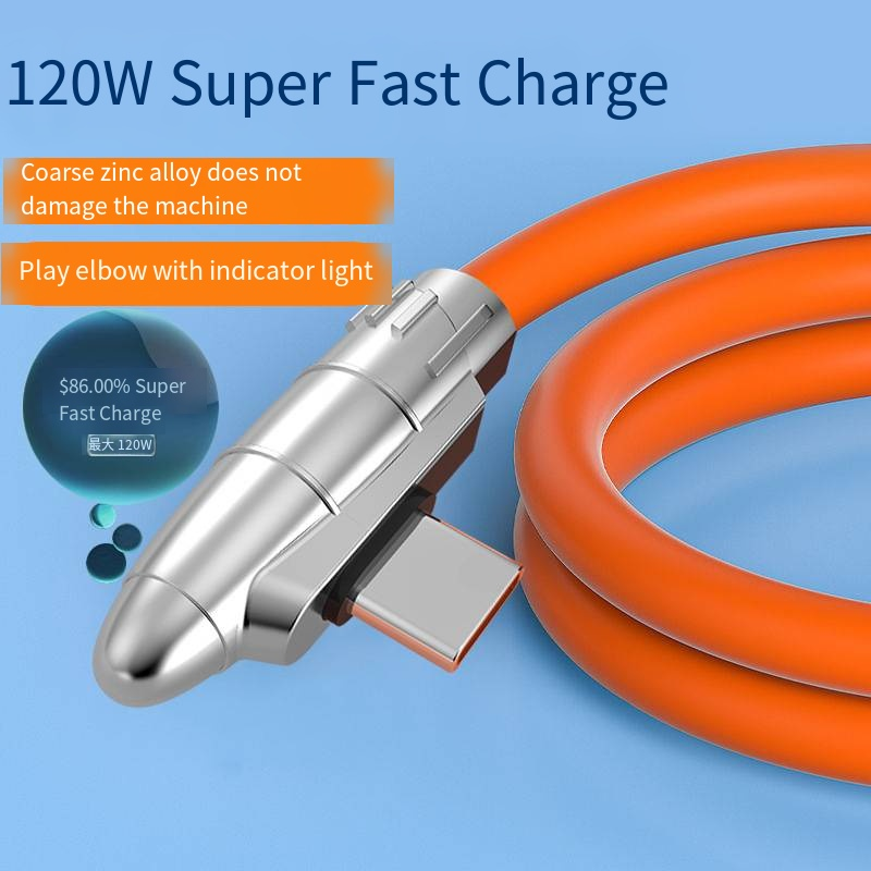 1m 2M kim loại kẽm Cáp sạc USB 120W siêu nạp Cáp dữ liệu 6A sạc nhanh Loại-C IOS PD Cáp
