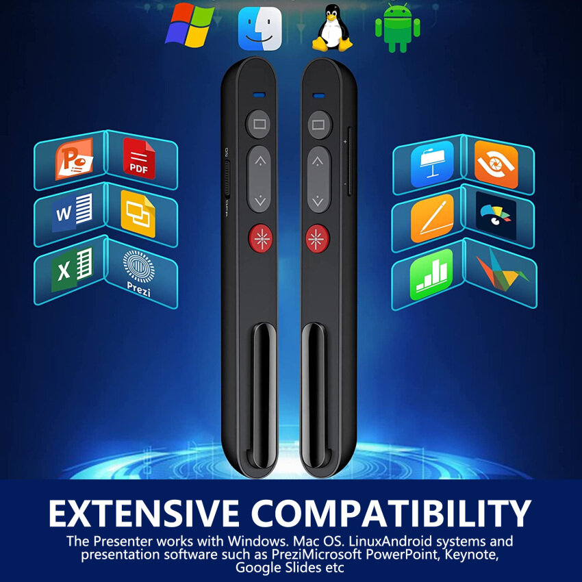 Presenter With Laser Pointer Presentation, Powerpoint Remote Control 2.4 GHz Wireless Presenter Pointer With USB Receiver, Presentation Remote Control With Hyperlink/Volume Control, Laser Pointer Cats