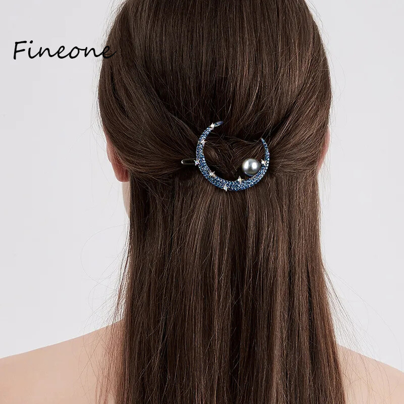 Star Moon Women Hair Pins Jewelry Fashion Sweet Simulation Pearl Rhinestone Barrettes For Girl Wedding Hair Accessories Hair Grips