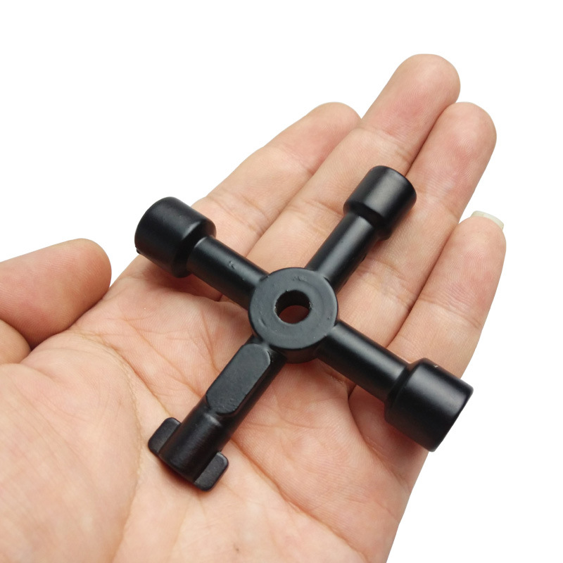4 Way Universal Cross Triangle Wrench KEY for Train Electrical Elevator Cabinet Valve Alloy Triangle Cross Triangle KEY