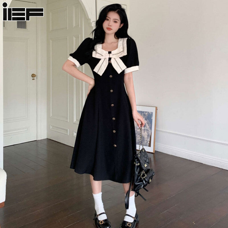 IEF Women's New Square Neck Bow Slim Maxi Dress