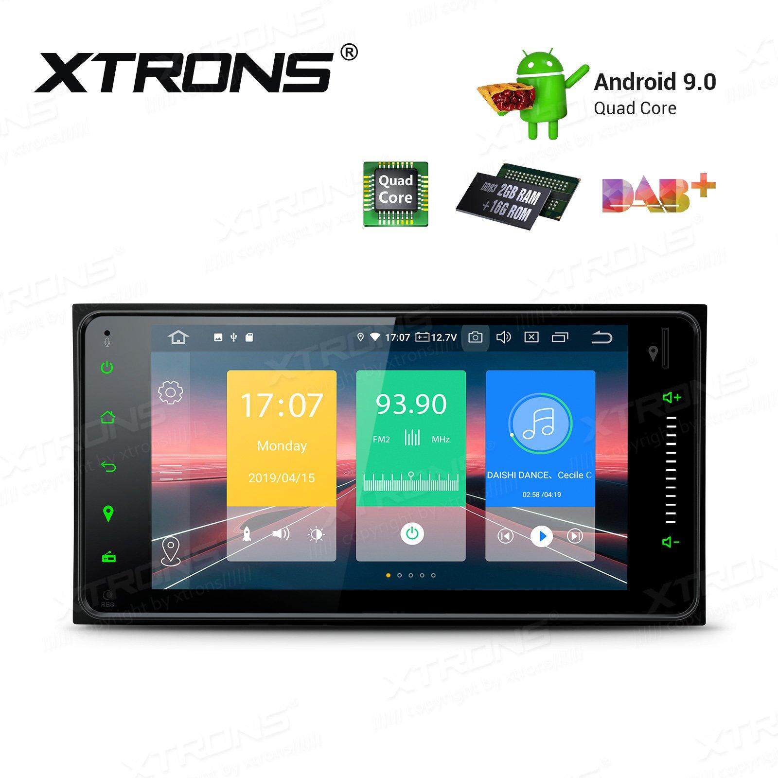 XTRONS Android 9.0 Car Stereo Double DIN GPS Navigation with 7 Inch Touch Screen In Dash Head Unit Universal Support BT WIFI Car Auto Play DVR TPMS OBD02