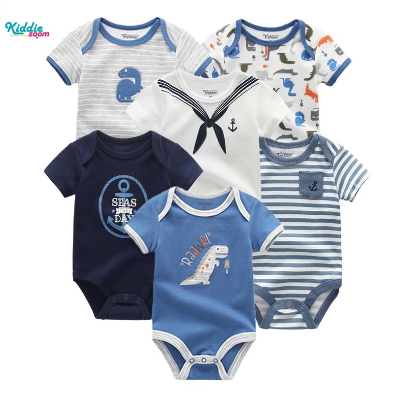 Kiddiezoom 6 Miếng Áo Liền Quần Trẻ Em Quần Áo Sơ Sinh Bộ quần áo hoạt hình bé trai mới sinh