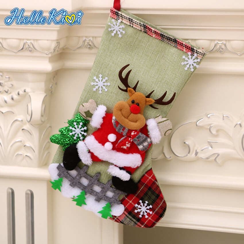 HelloKimi noel tất trang trí noel christmas socks Vớ Vớ Giáng Sinh Túi Kẹo Năm Mới Ông Già Noel Túi...