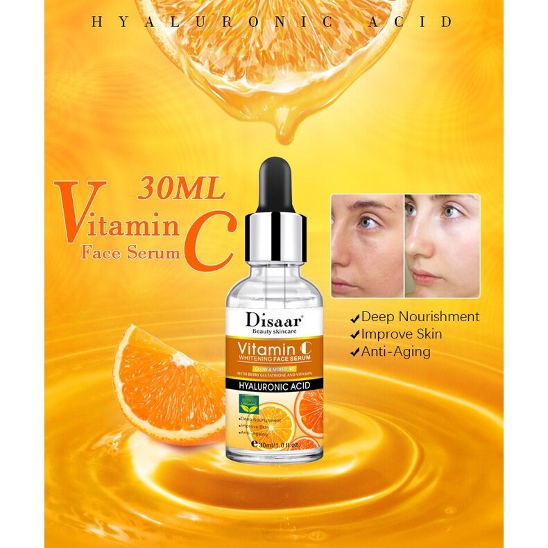 DISAAR Vitamin C HA Glow Moisture Whitening Face Serum 30ml Ready 