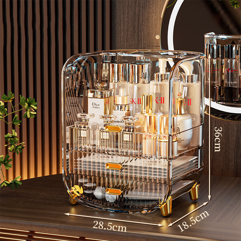 JJT cosmetic storage box Cosmetic storage box with built-in drawers, capacity to put a lot of stuff, dustproof, cosmetic box cosmetic storage box