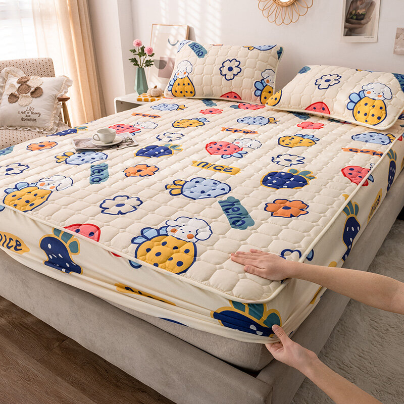 Printed Mattress Protector cover , Mattress Cover, Padded bed Sheet, Padded bed Sheet, Full Wrap bed Sheet, Fitted bed Sheet, Dustproof Mattress Cover, Size:Single / Double / Queen / King / Super King